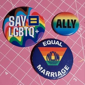 Pride Pinback Button Lot & Vintage Equal Marriage Pin